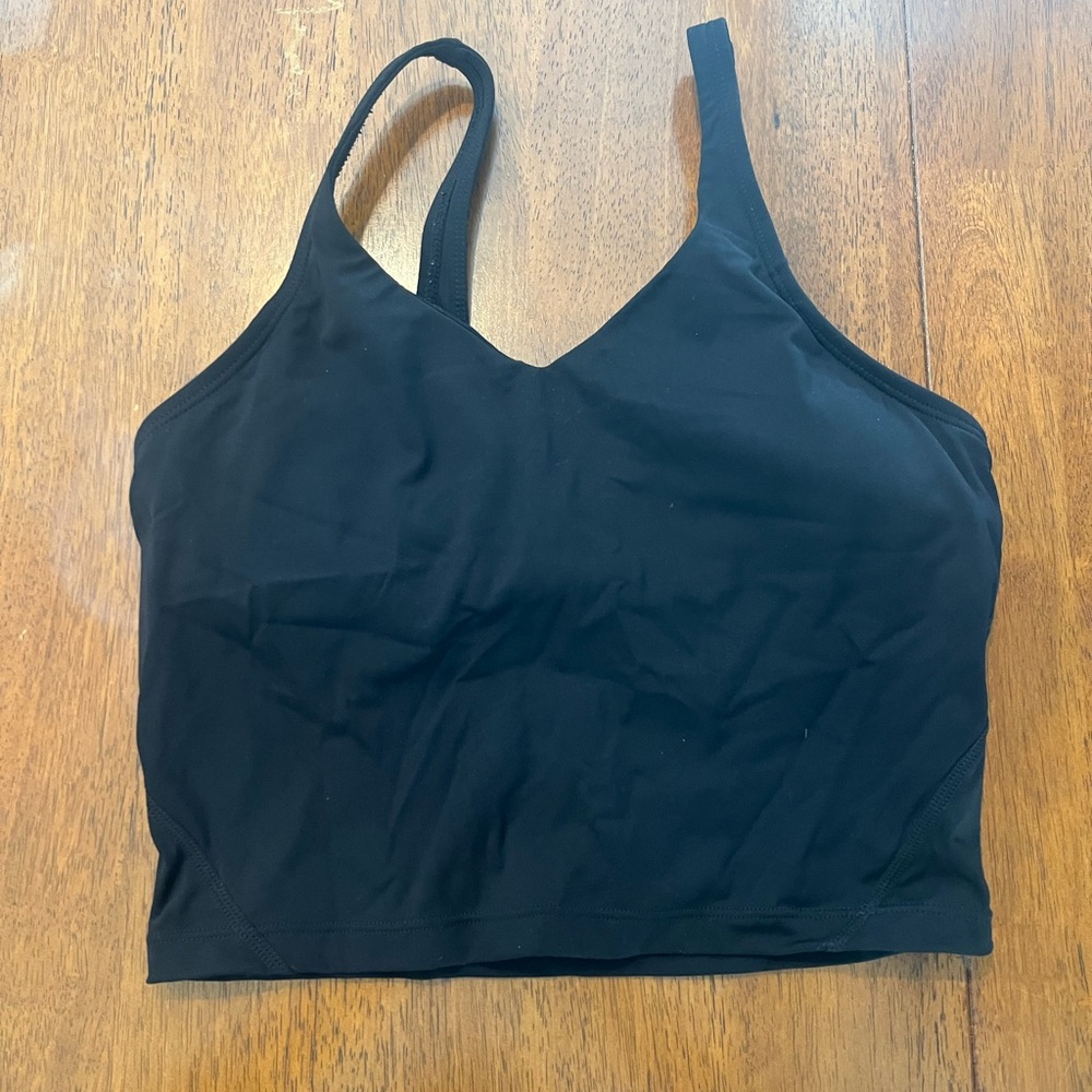 Black Sports Bra with Wide Straps and V-Neck Design